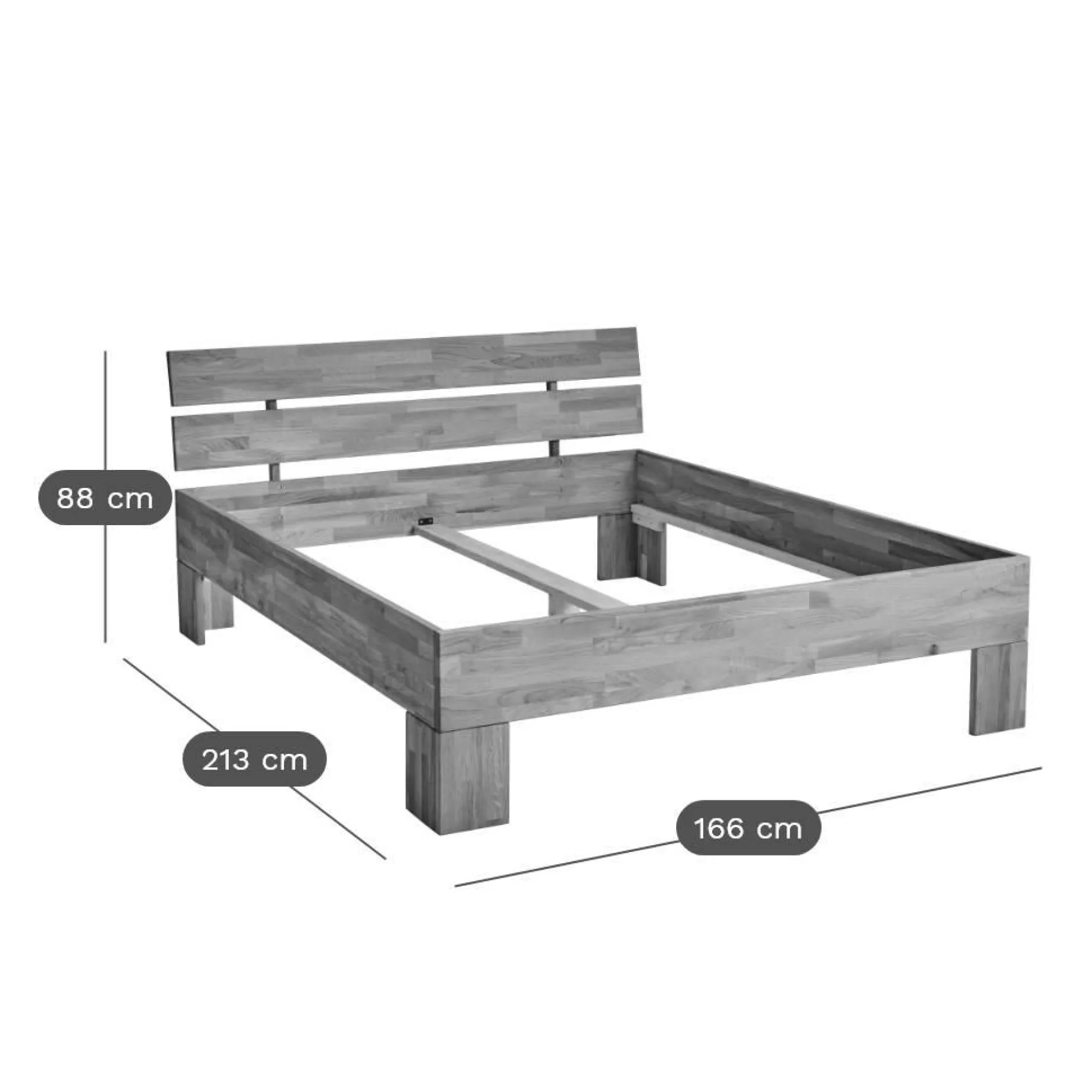 Lits Avec Rangement|Lits Avec Rangement>Camif Lit avec tête de lit et rangement en option chêne massif Charly - 160 x 200 cm