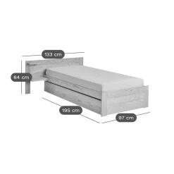 Chambres Enfant|Chambres Enfant></noscript>Camif Lit bois massif avec tiroir de rangement en option Etienne - Brut