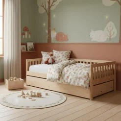 Chambres Enfant|Chambres Enfant>Camif Lit bois massif avec tiroir de rangement en option Emile - Naturel