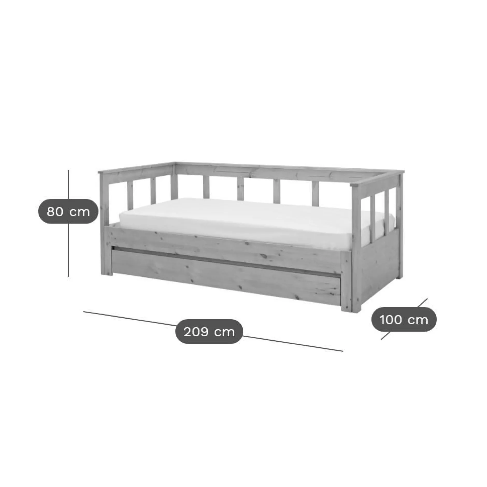 Chambres Enfant|Chambres Enfant>Camif Lit extensible avec tiroir de rangement en option Tanguy - Miel