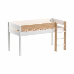 Chambres Enfant|Chambres Enfant>Camif Lit mi-hauteur Sylvio - Blanc/Bois