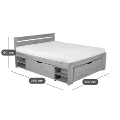 Lits Avec Rangement|Lits Avec Rangement></noscript>Camif Lit rangement bois massif Tara - - 140 x 200 cm Miel