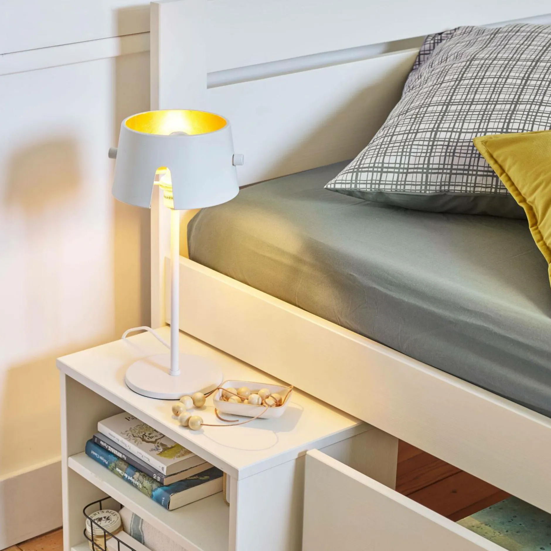 Lits Avec Rangement|Lits Avec Rangement>Camif Lit rangement bois massif Tara - - 160 x 200 cm Blanc