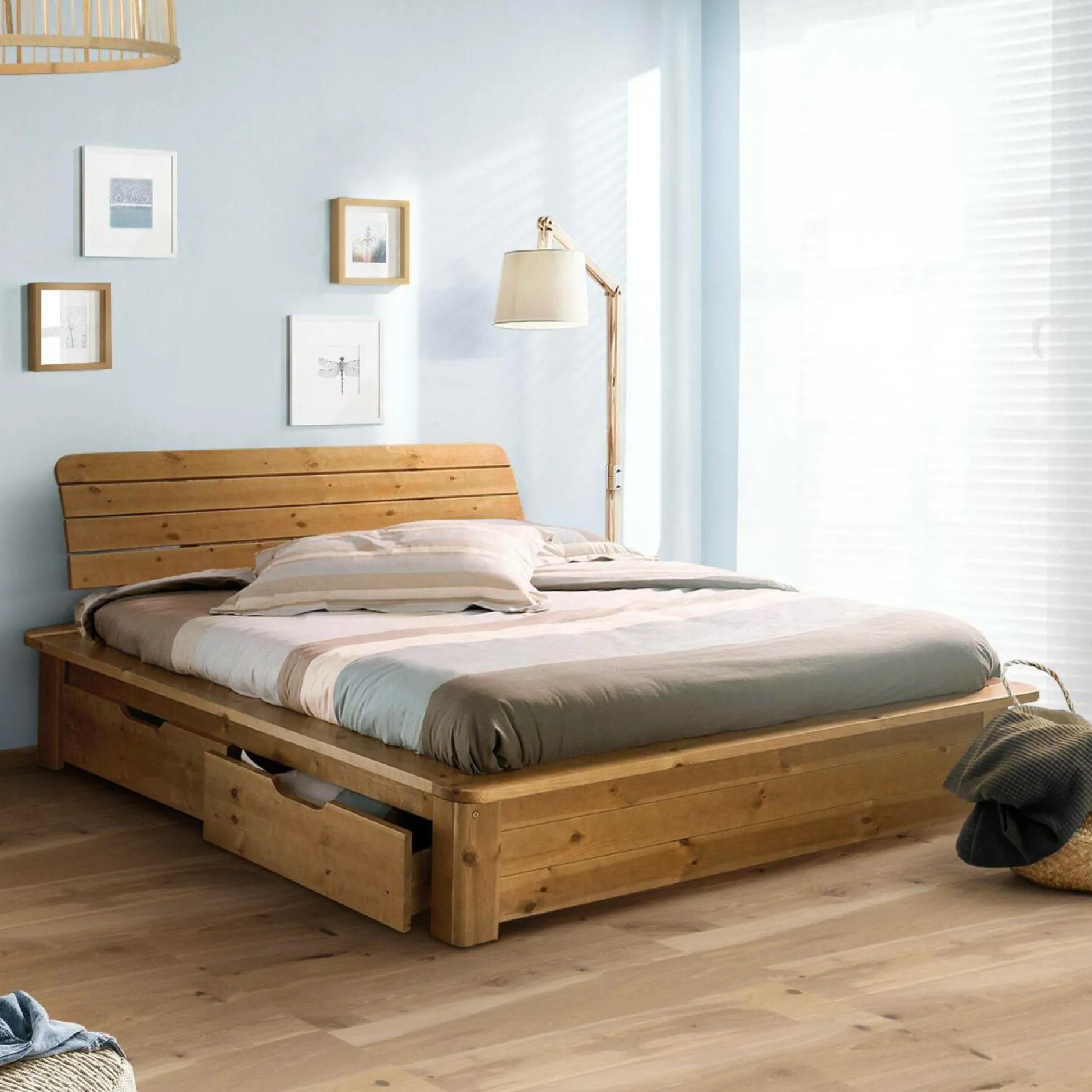 Lits Avec Rangement|Lits Avec Rangement>Camif Lit rangement bois massif Tania - 140 x 190 cm