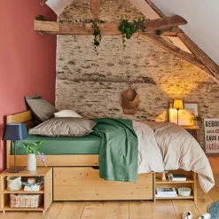 Lits Avec Rangement|Lits Avec Rangement>Camif Lit rangement bois massif Tara - - 140 x 190 cm Miel