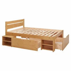 Lits Avec Rangement|Lits Avec Rangement></noscript>Camif Lit rangement bois massif Tara - - 140 x 190 cm Miel