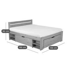 Lits Avec Rangement|Lits Avec Rangement></noscript>Camif Lit rangement bois massif Tara - - 140 x 190 cm Miel