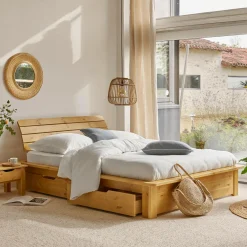 Lits Avec Rangement|Lits Avec Rangement>Camif Lit rangement bois massif Tania - 160 x 200 cm