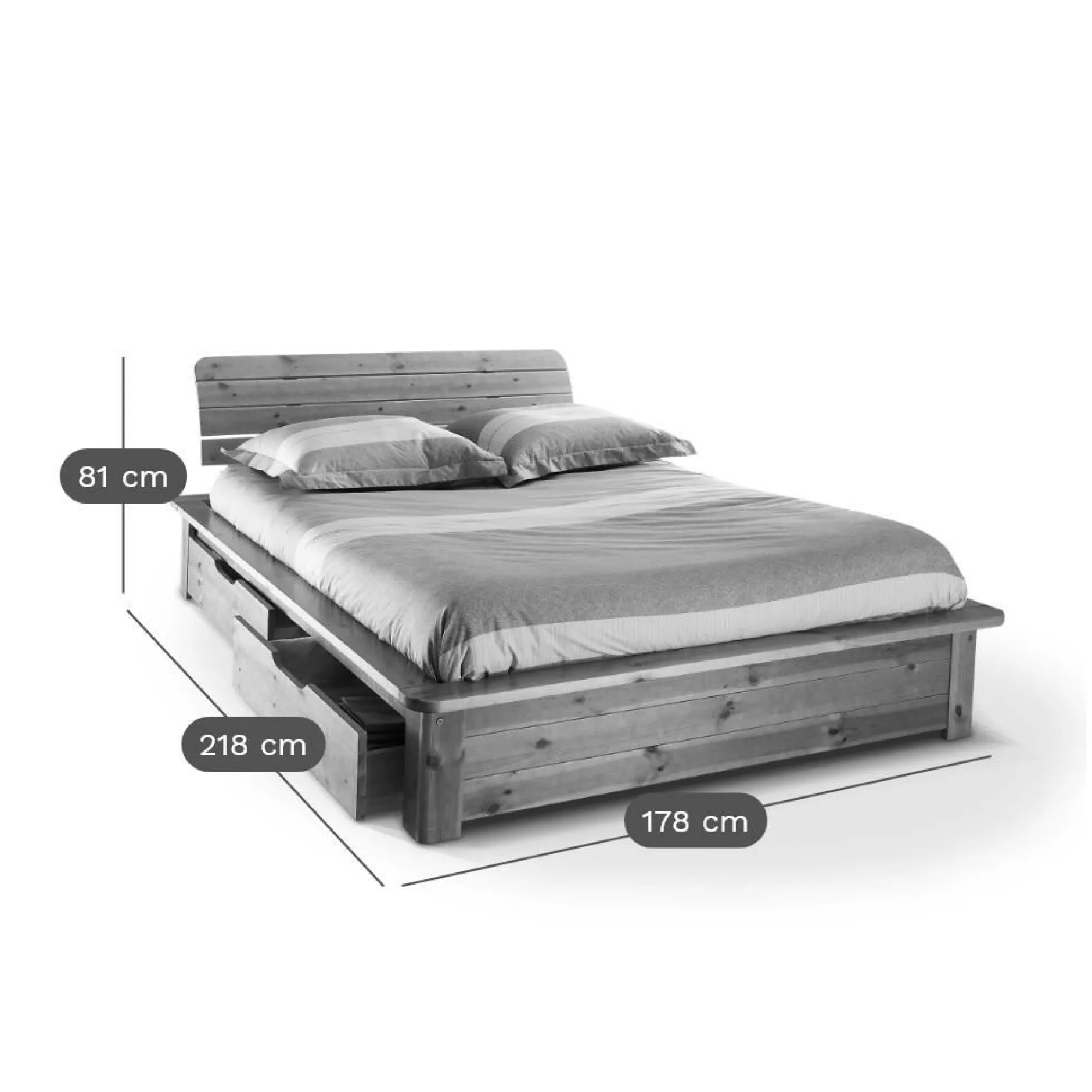 Lits Avec Rangement|Lits Avec Rangement>Camif Lit rangement bois massif Tania - 160 x 200 cm