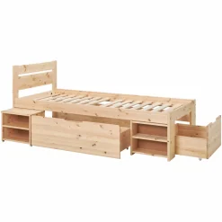 Lits Avec Rangement|Lits Avec Rangement></noscript>Camif Lit rangement enfant bois massif Tara - - 90 x 200 cm Naturel
