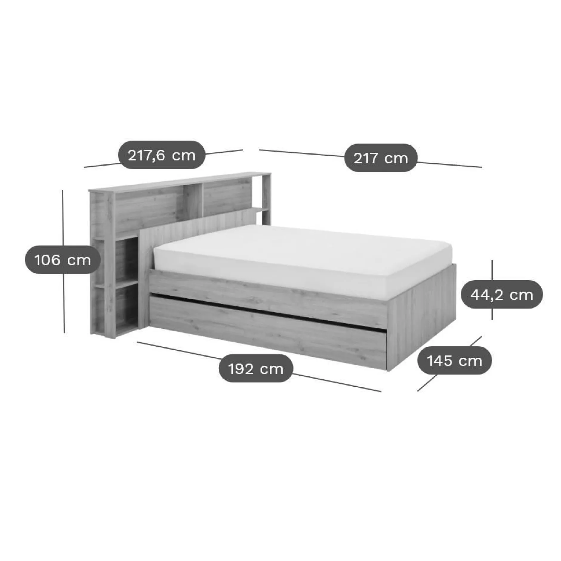 Lits Avec Rangement|Lits Avec Rangement>Camif Lit rangement Nature - 140 x 190 cm