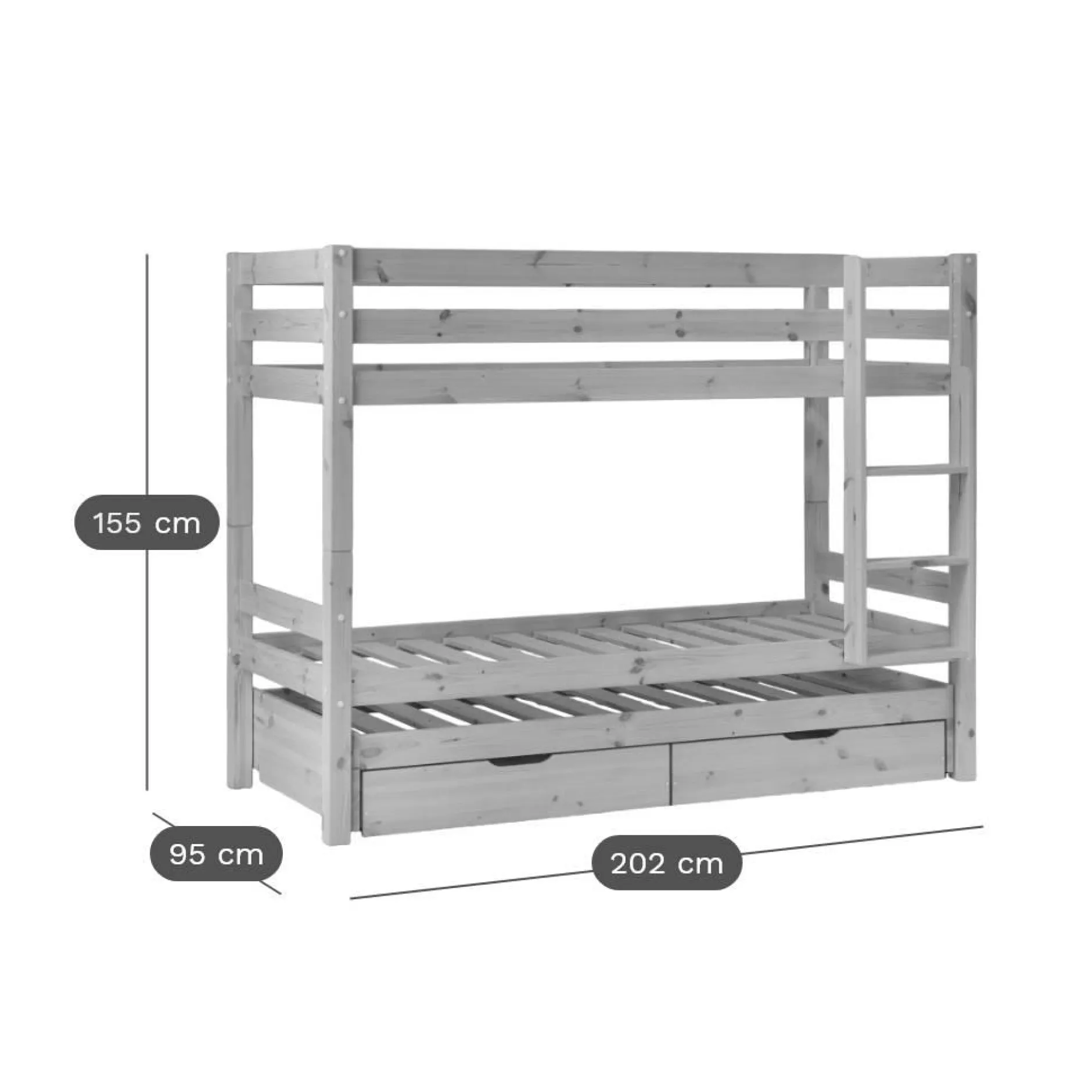 Chambres Enfant|Chambres Enfant>Camif Lits superposés gigognes 2 tiroirs bois massif Everest