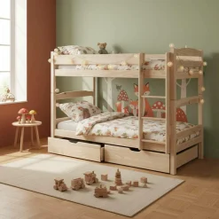 Chambres Enfant|Chambres Enfant>Camif Lits superposés séparables Iris+ lot de 2 tiroirs - Brut à peindre