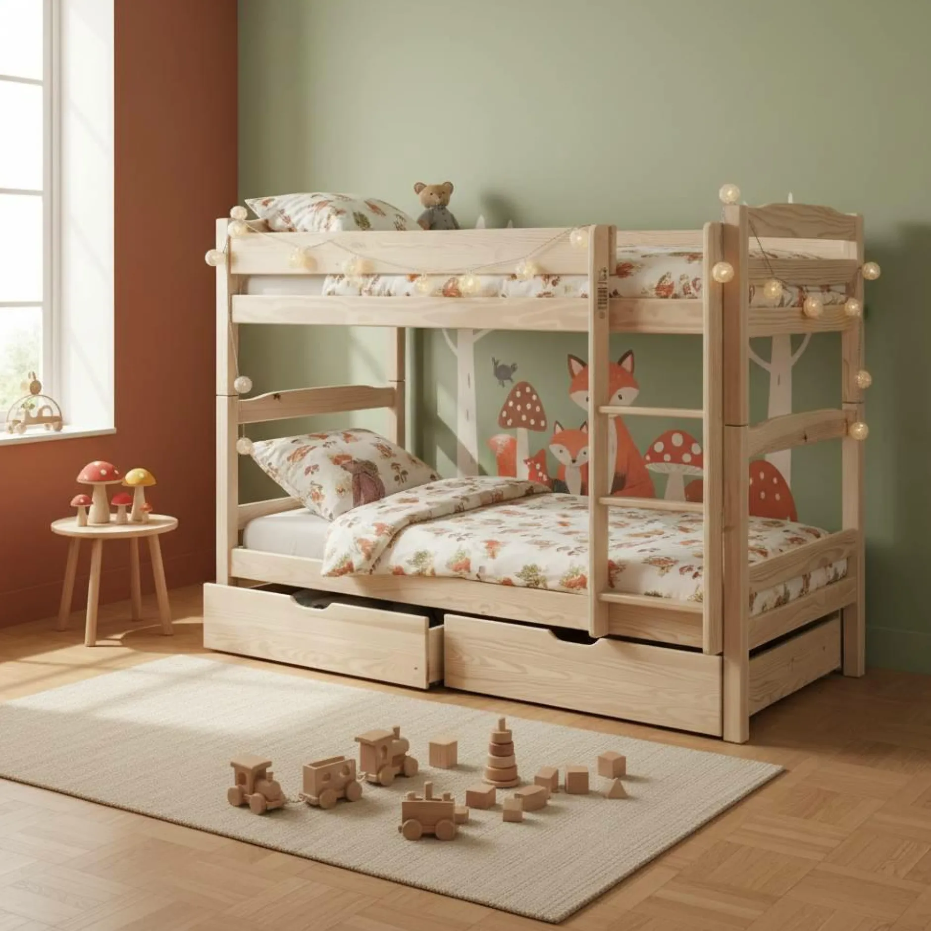 Chambres Enfant|Chambres Enfant>Camif Lits superposés séparables Iris+ lot de 2 tiroirs - Brut à peindre