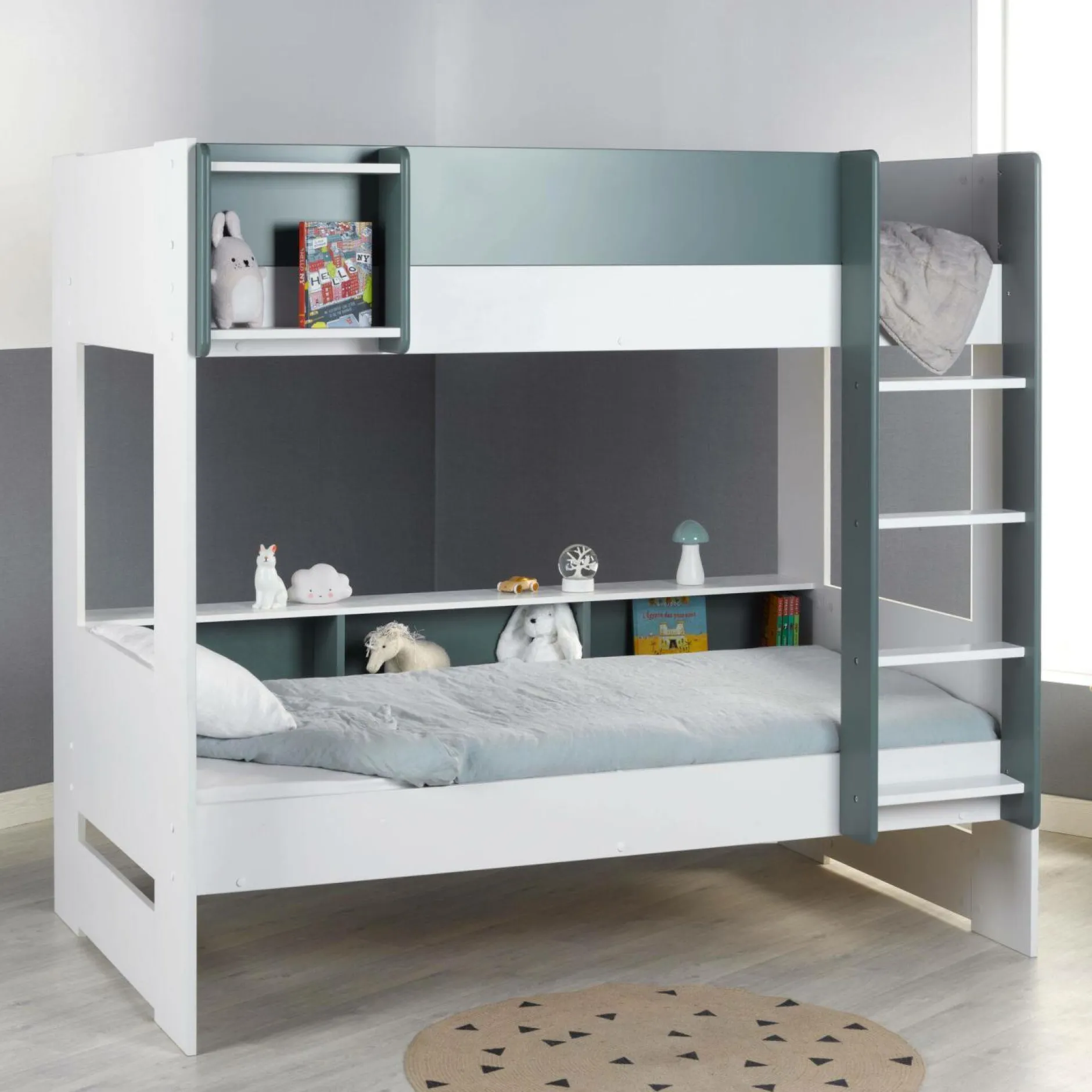 Chambres Enfant|Chambres Enfant>Camif Lits superposés Séraphin - Blanc/Vert