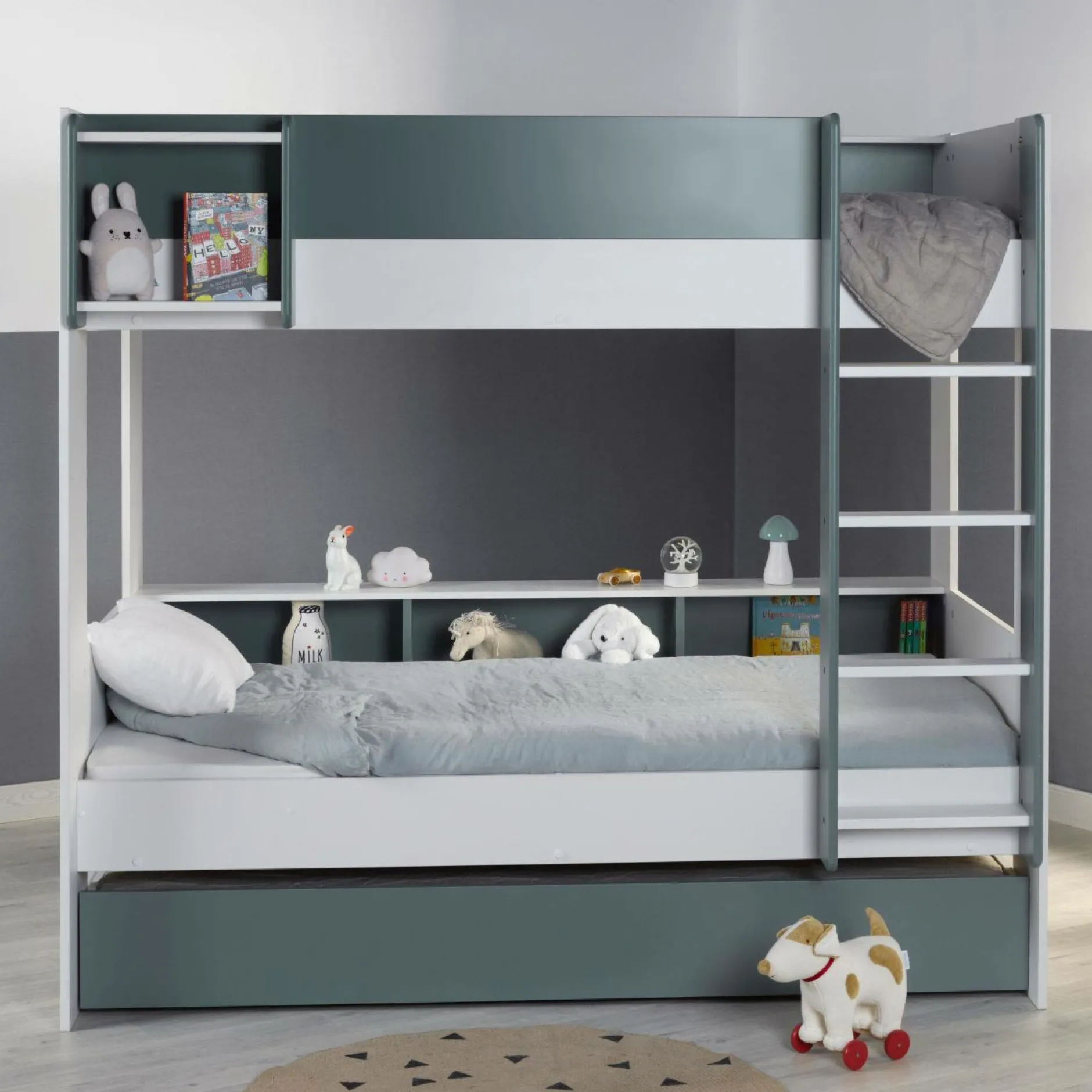 Chambres Enfant|Chambres Enfant>Camif Lits superposés Séraphin - Blanc/Vert