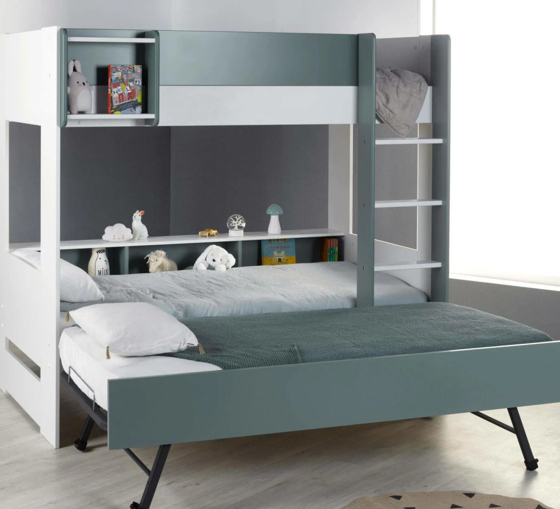Chambres Enfant|Chambres Enfant>Camif Lits superposés Séraphin - Blanc/Vert