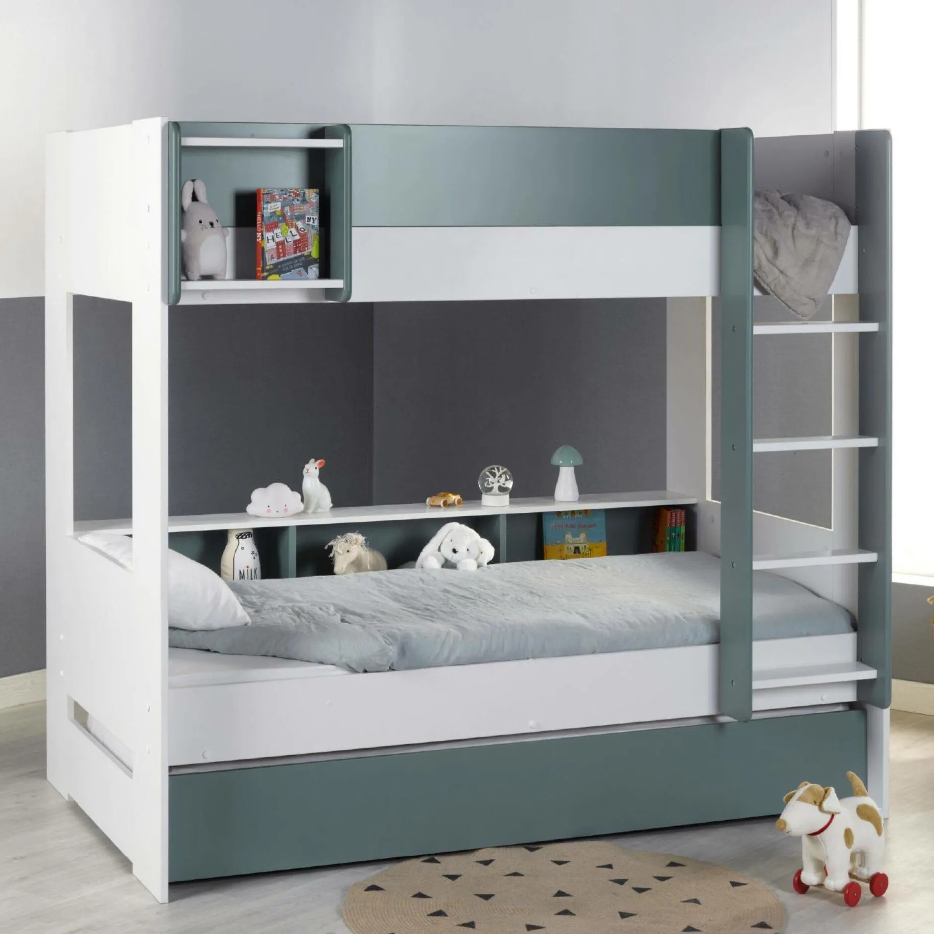 Chambres Enfant|Chambres Enfant>Camif Lits superposés Séraphin - Blanc/Vert