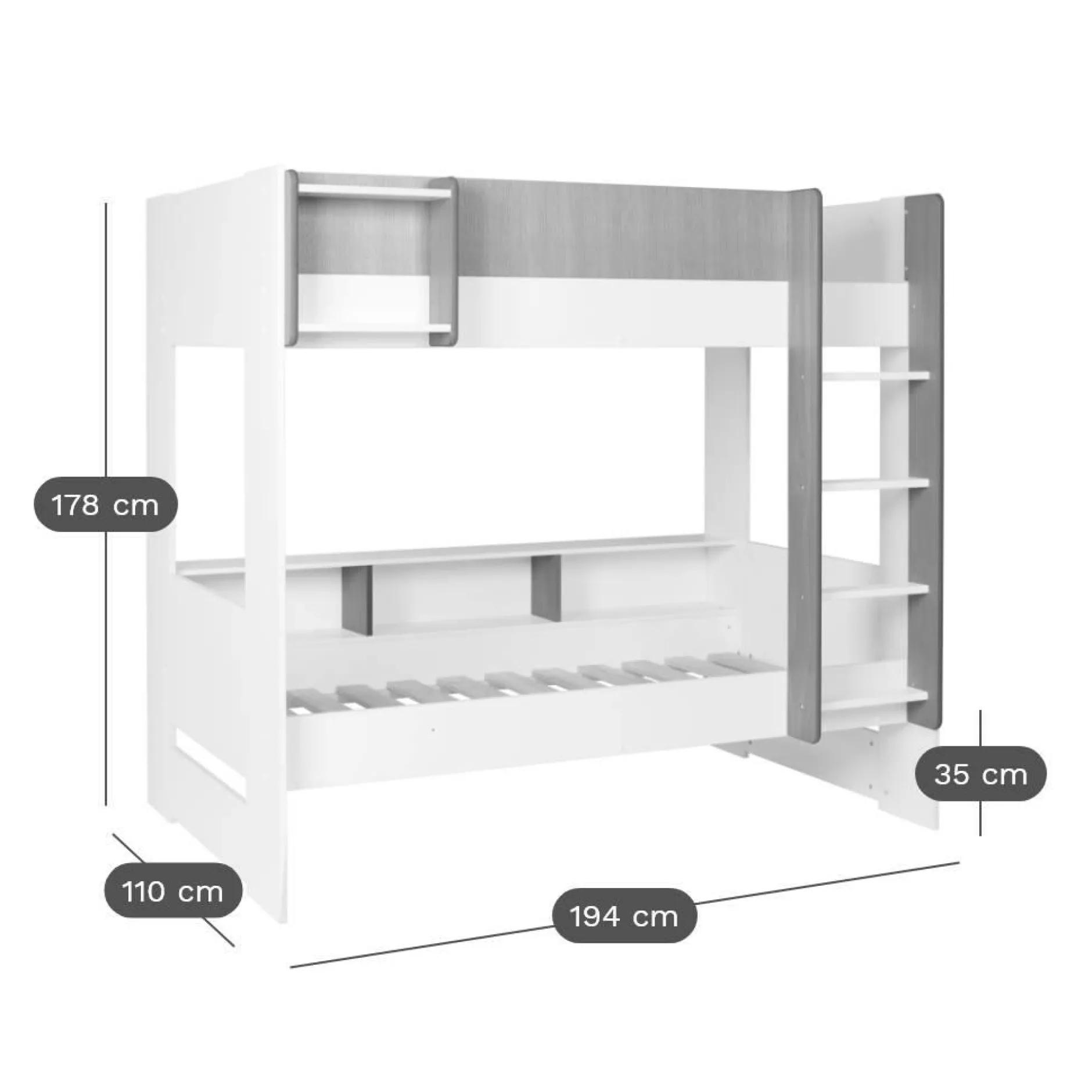 Chambres Enfant|Chambres Enfant>Camif Lits superposés Séraphin - Blanc/Vert