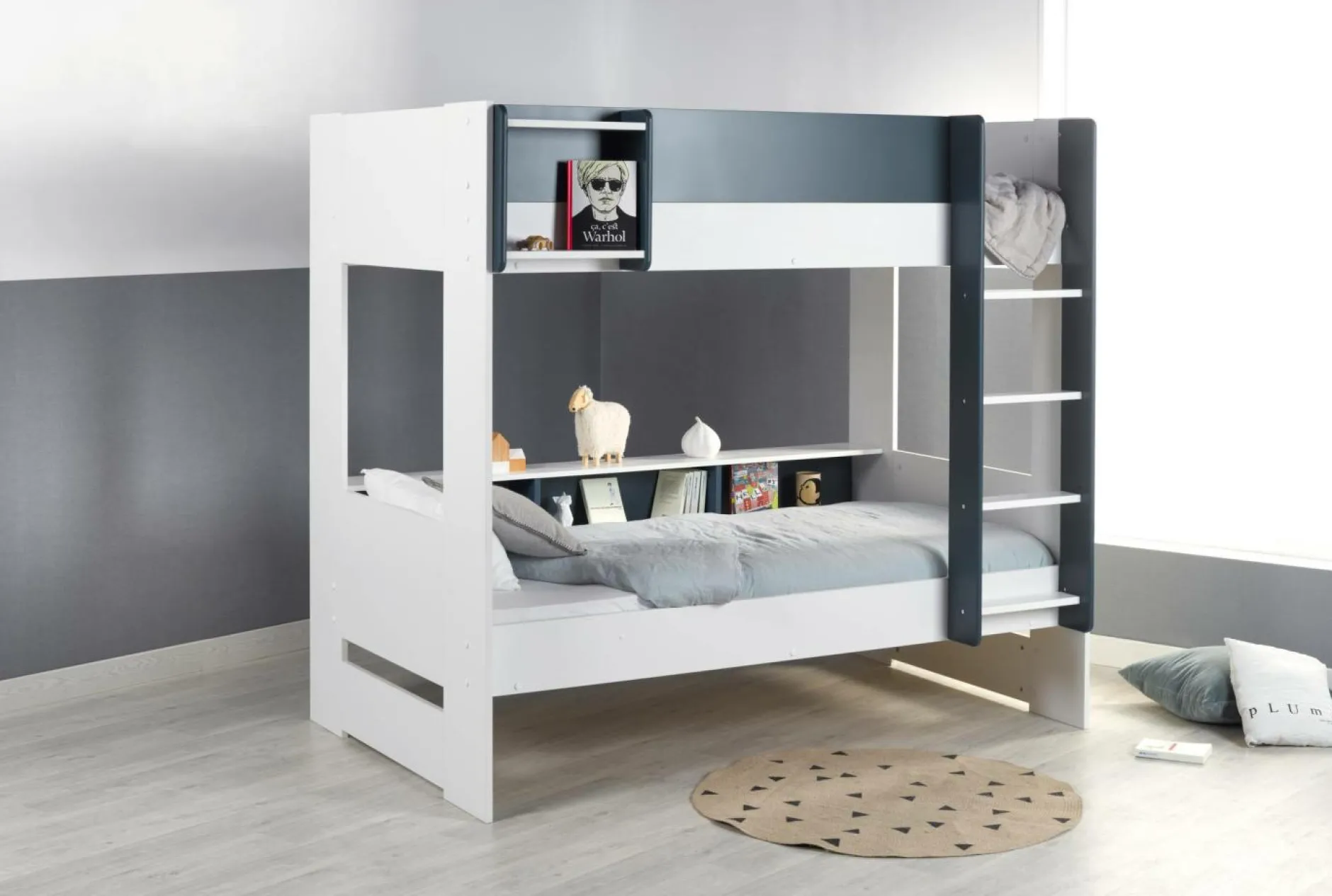 Chambres Enfant|Chambres Enfant>Camif Lits superposés Séraphin - Blanc/Bleu Nuit