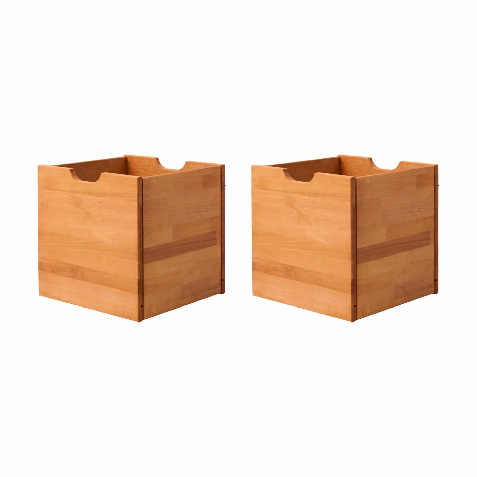 Meubles D'Entrée>Camif Lot de 2 cubes de rangement bois massif Cyriel - Hêtre Massif