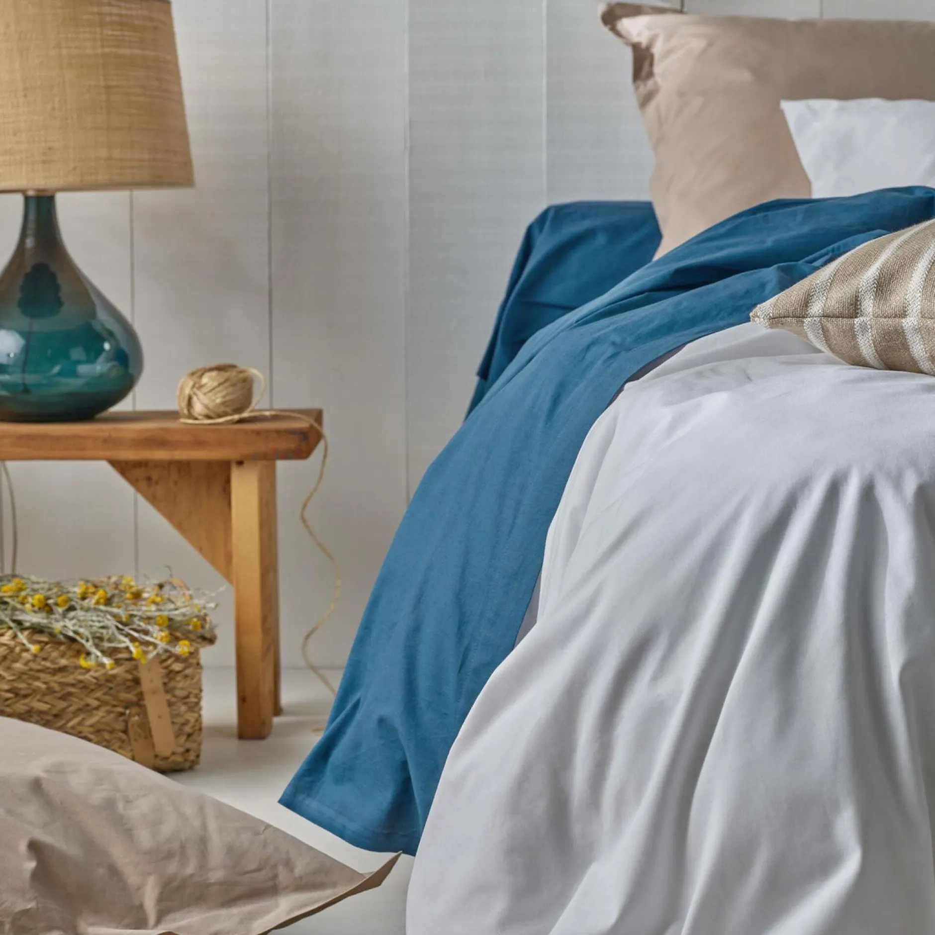 Draps Housse>Camif Lot de 2 draps housses bonnet 33 cm coton bio Fil & Sens - - 90 x 200 cm Mastic