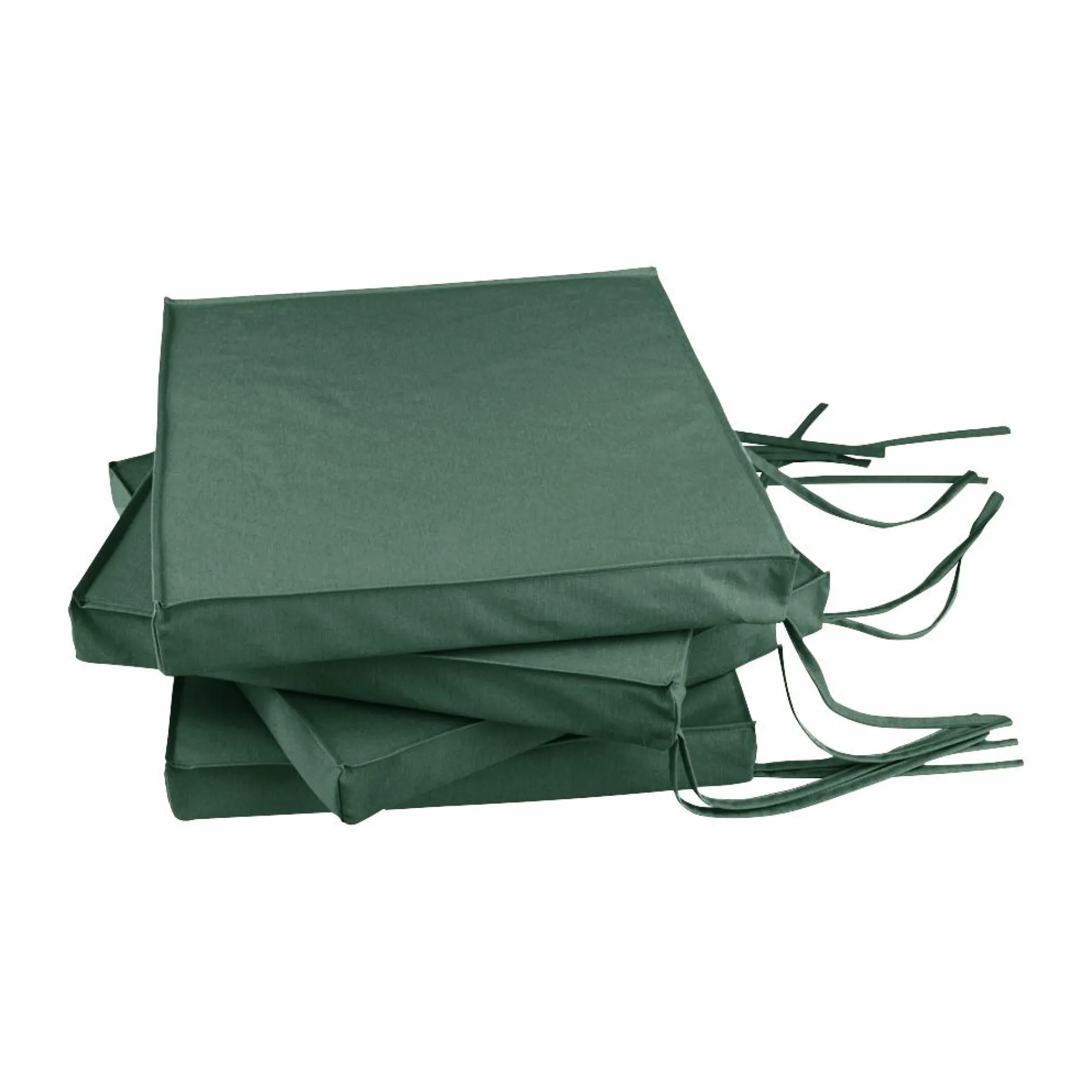 Accessoires Transats>Camif Lot de 4 Galettes de Chaises de Jardin Recyclé Heva - Vert Fougère