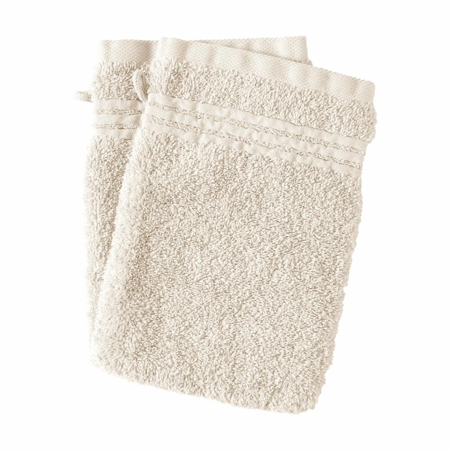 Gants De Toilette>Camif Lot de 2 gants de toilette coton bio Lena - Blanc Cassé