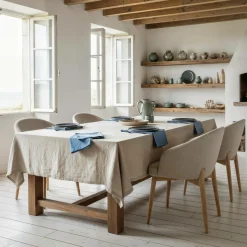 Serviettes De Table|Serviettes De Table>Camif Lot de 6 serviettes coton lin Eline - - 45 x 45 cm Bleu Gris