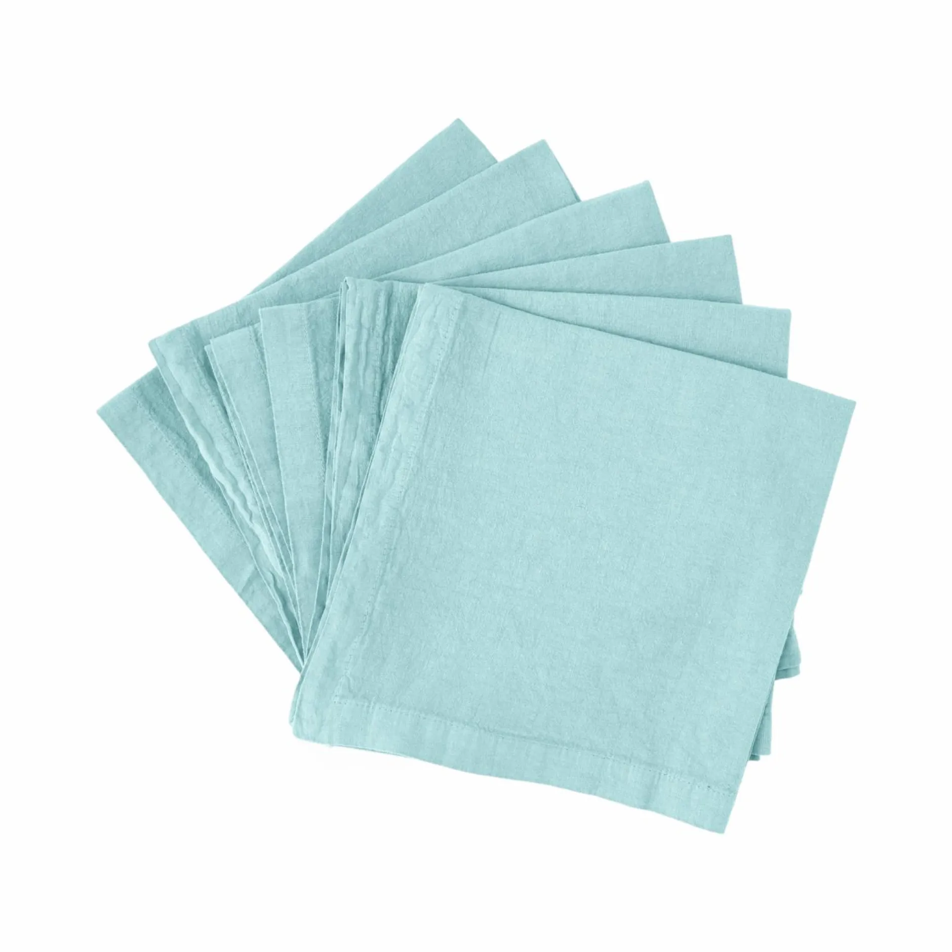 Serviettes De Table|Serviettes De Table>Camif Lot de 6 serviettes coton lin Eline - - 45 x 45 cm Lichen Bleu