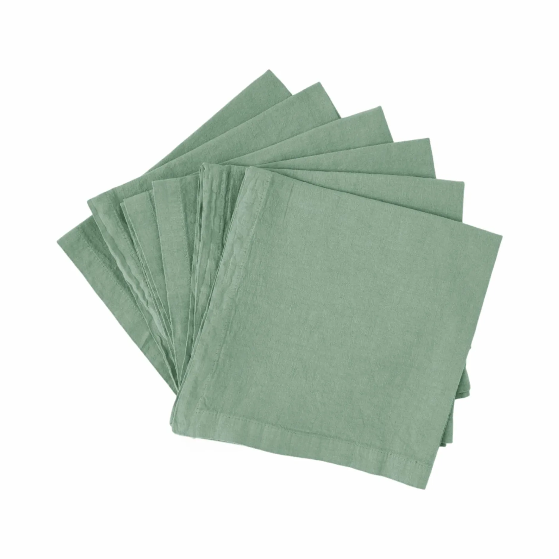 Serviettes De Table|Serviettes De Table>Camif Lot de 6 serviettes coton lin Eline - - 45 x 45 cm Lichen Vert