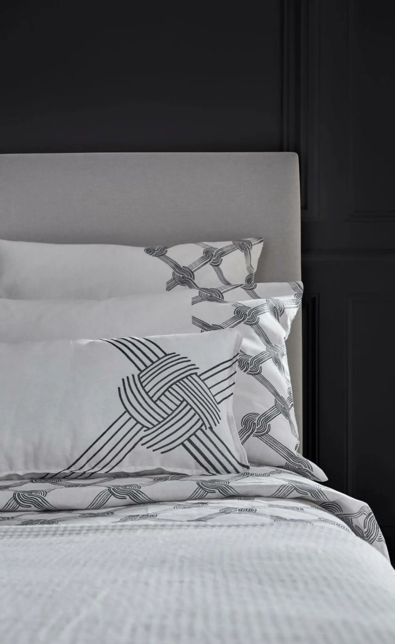 Taies D'Oreiller>Camif Lot de 2 taies d'oreiller coton lin Grand hôtel - - 50 x 70 cm Galuchat/Carbone