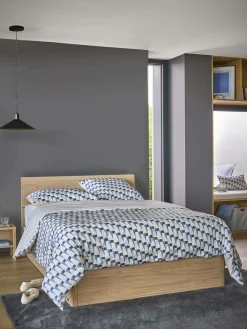 Taies D'Oreiller>Camif Lot de 2 taies d'oreiller coton bio Nautique Urbain - - 50 x 70 cm Bleu Gris