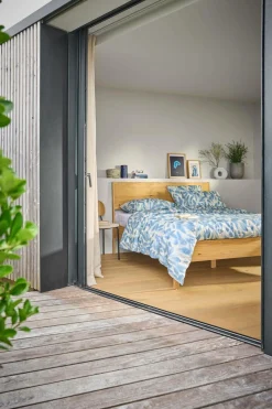 Taies D'Oreiller>Camif Lot de 2 taies d'oreiller coton lin Plantain - - 50 x 70 cm Ecru/Bleu gris