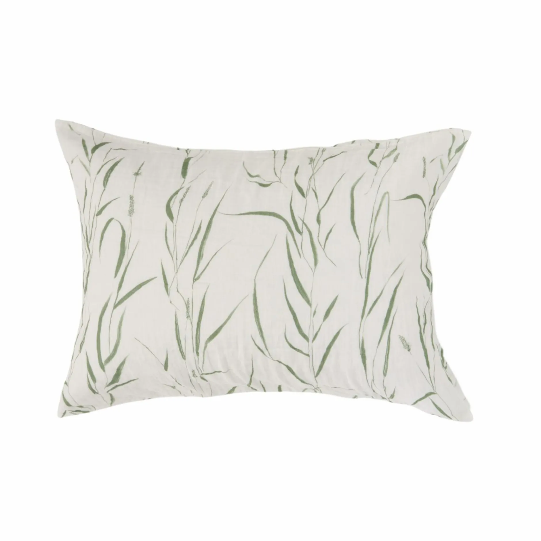 Taies D'Oreiller>Camif Lot de 2 taies d'oreiller gaze de coton Vulpin - - 50 x 70 cm Ecru/Vert