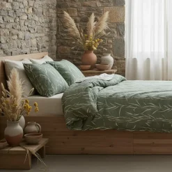 Taies D'Oreiller>Camif Lot de 2 taies d'oreiller gaze de coton Vulpin - - 50 x 70 cm Vert/Ecru