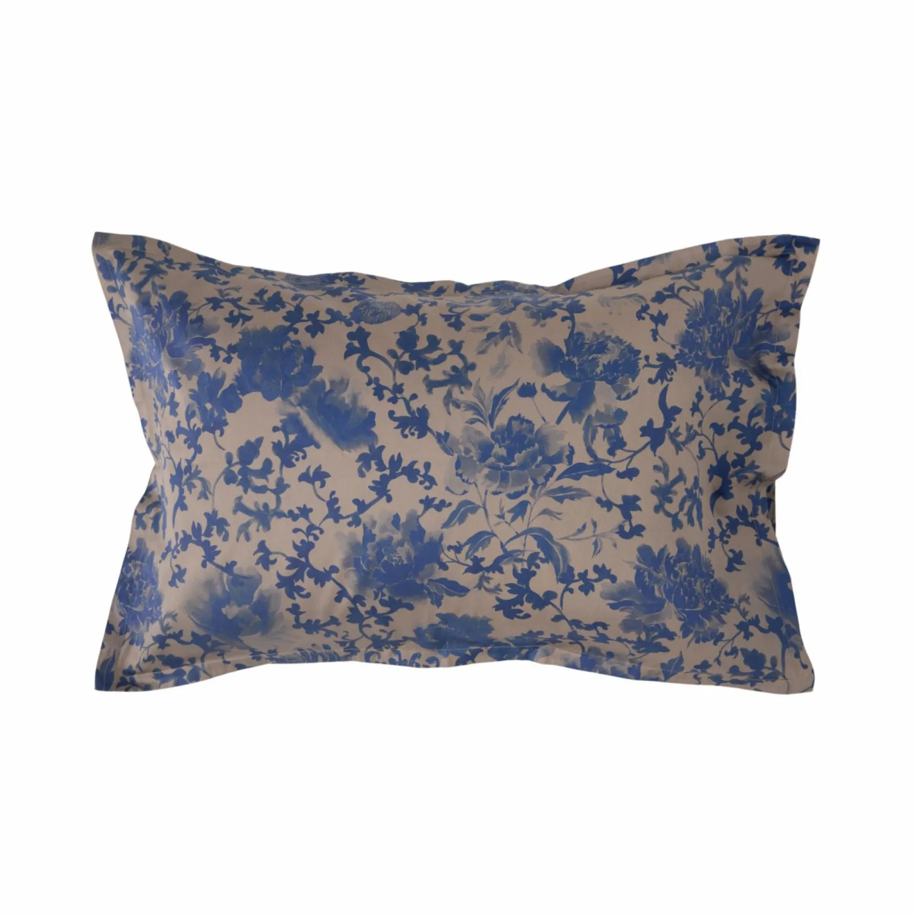 Taies D'Oreiller>Camif Lot de 2 taies d'oreiller satin Shanghai - - 50 x 75 cm Ecorce/Bleu nautique