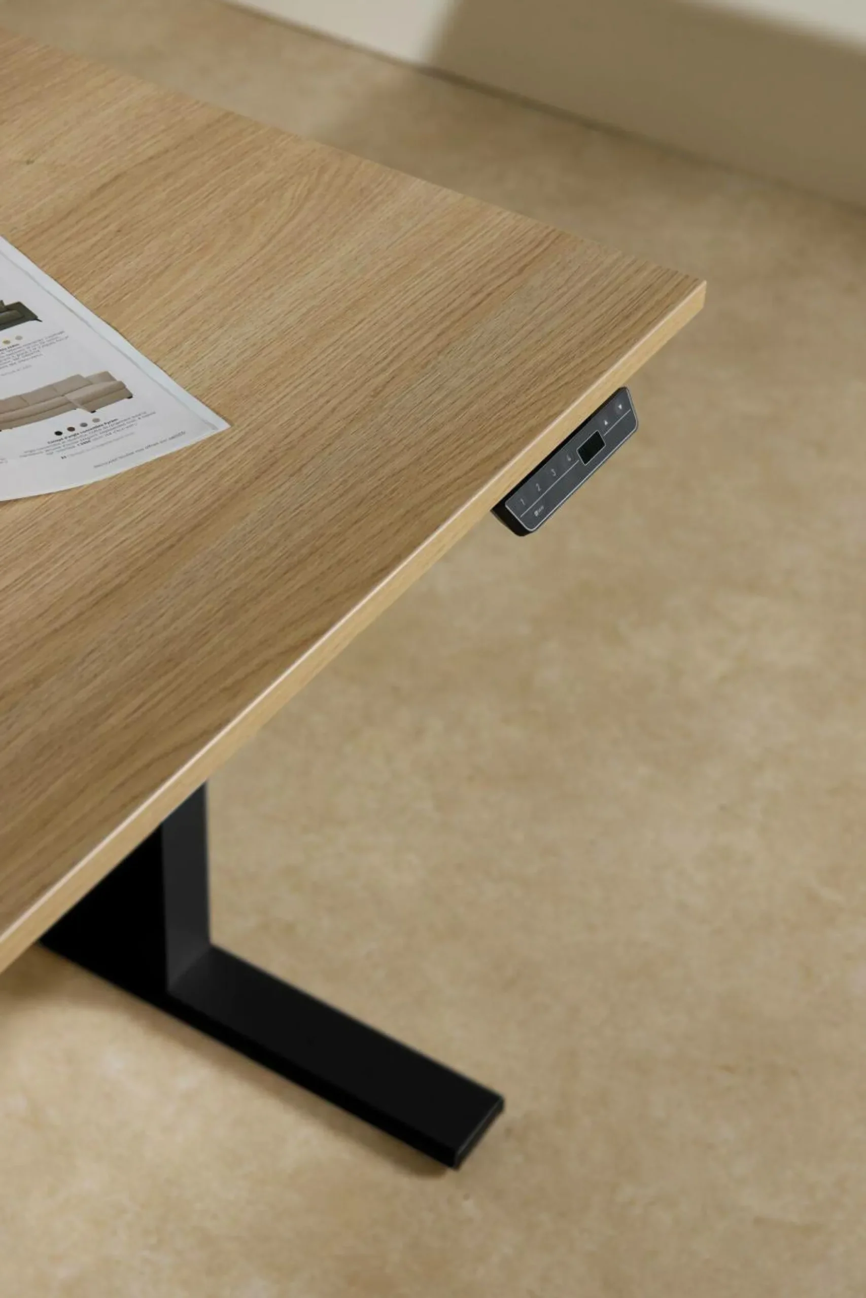 Bureaux>Camif MAKIBA Bureau électrique assis-debout ergonomique Marley - - 120 x 70 cm Plateau Bois Clair/Pieds Noirs