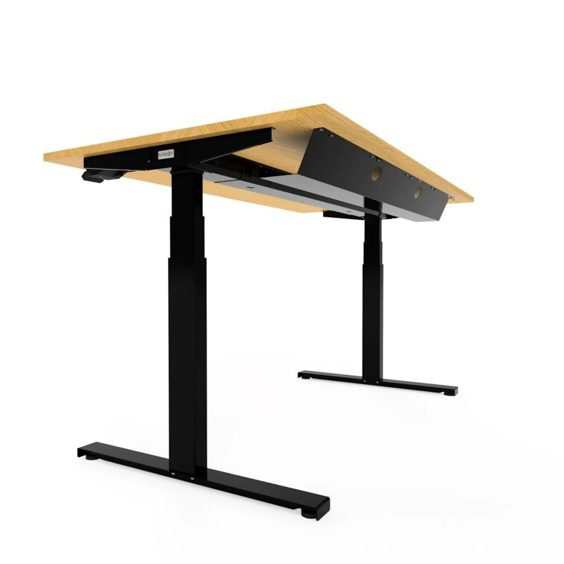 Bureaux>Camif MAKIBA Bureau électrique assis-debout ergonomique Maxime - - Largeur 140 cm Plateau Bois Clair/Pieds Noirs