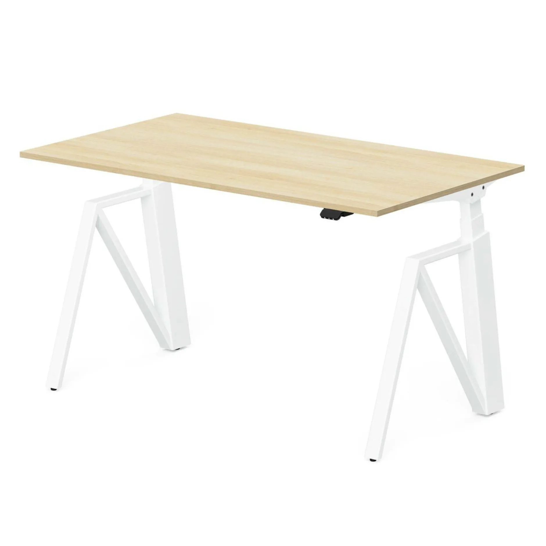 Bureaux>Camif MAKIBA Bureau électrique assis-debout ergonomique Maxime - - Largeur 140 cm Plateau Bois Clair/Pied Blanc