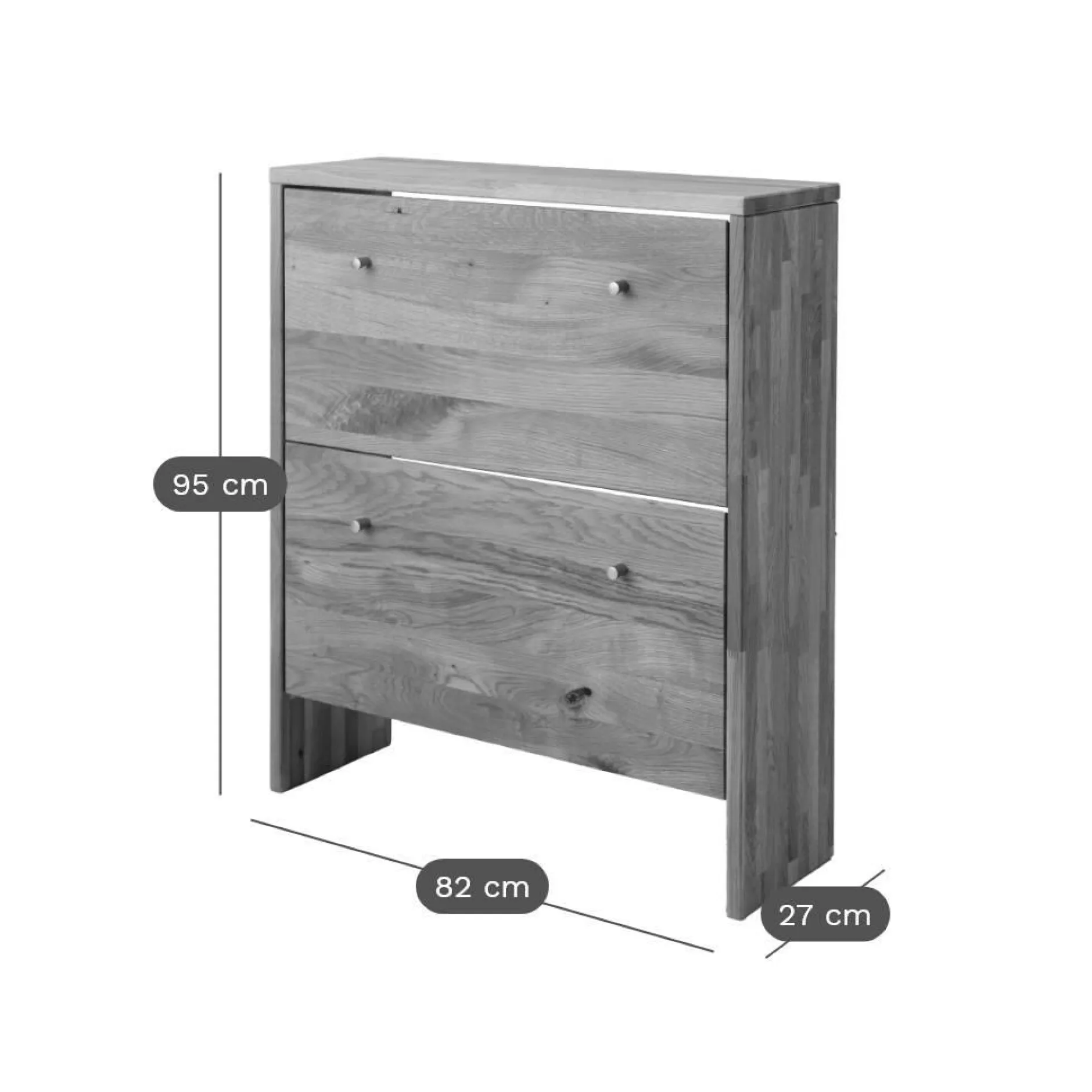 Meubles À Chaussures|Meubles D'Entrée>Camif Meuble à chaussures bois massif 2 tiroirs Cyriel - Chêne Massif