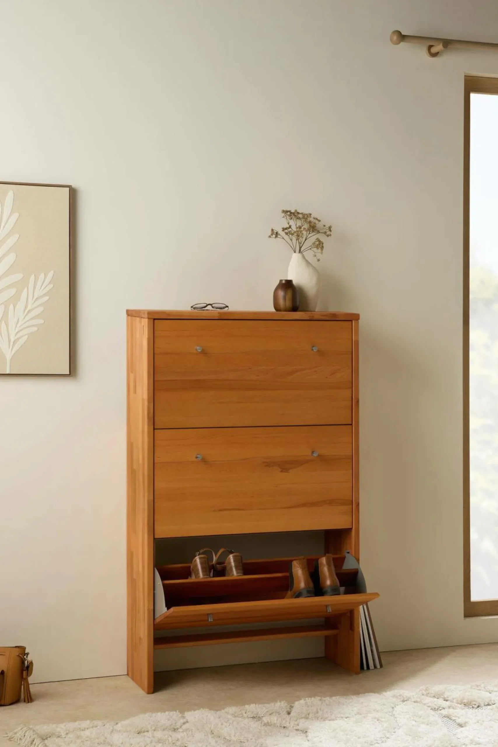 Meubles D'Entrée|Meubles À Chaussures>Camif Meuble à chaussures bois massif 3 tiroirs Cyriel - Hêtre Massif