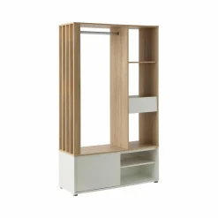 Meubles D'Entrée></noscript>Camif Meuble d'entrée blanc et décor bois Paul