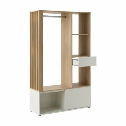 Meubles D'Entrée></noscript>Camif Meuble d'entrée blanc et décor bois Paul