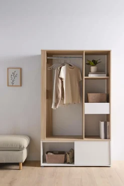 Meubles D'Entrée></noscript>Camif Meuble d'entrée blanc et décor bois Paul