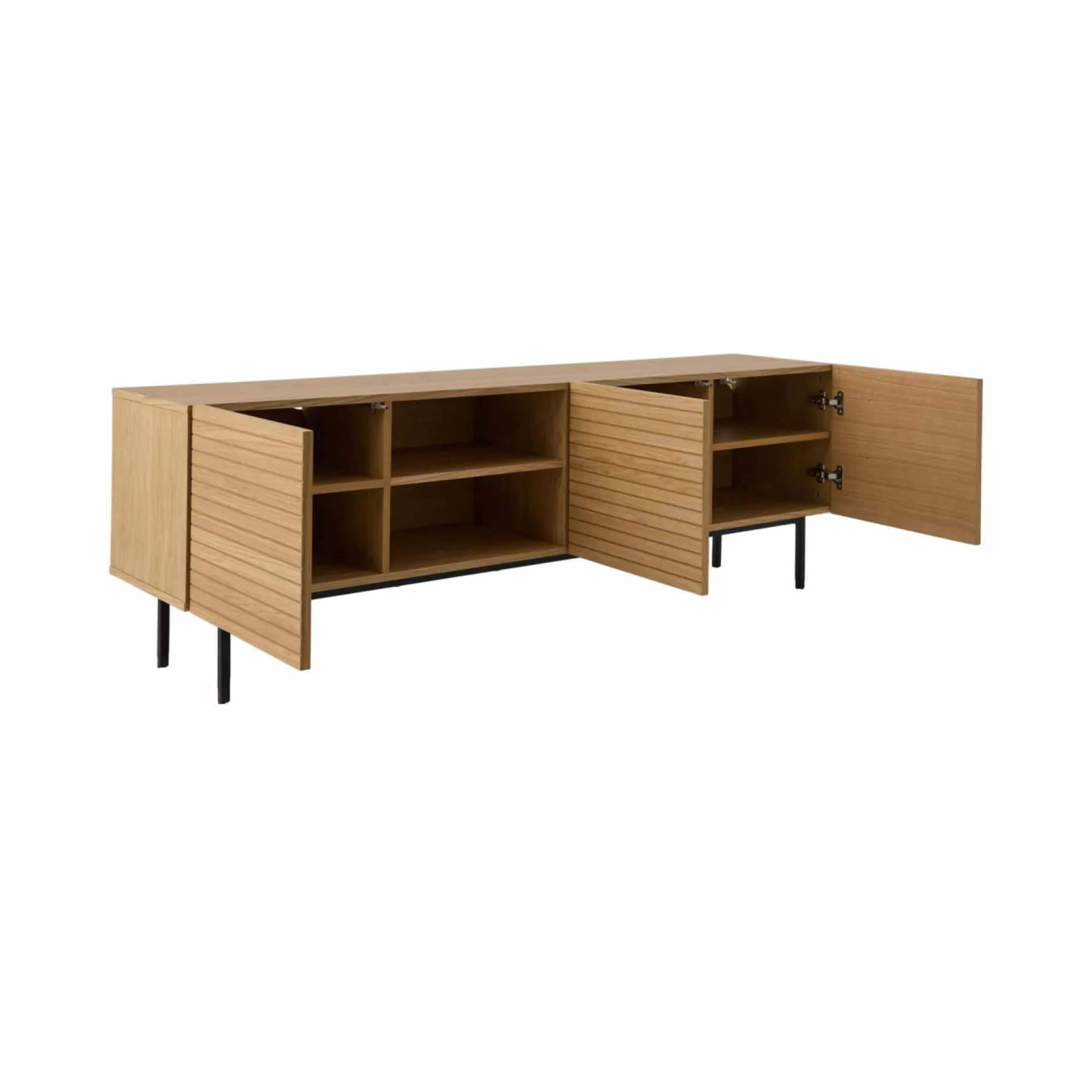 Meubles Tv>Camif Meuble TV 3 portes bois pieds métal Alex