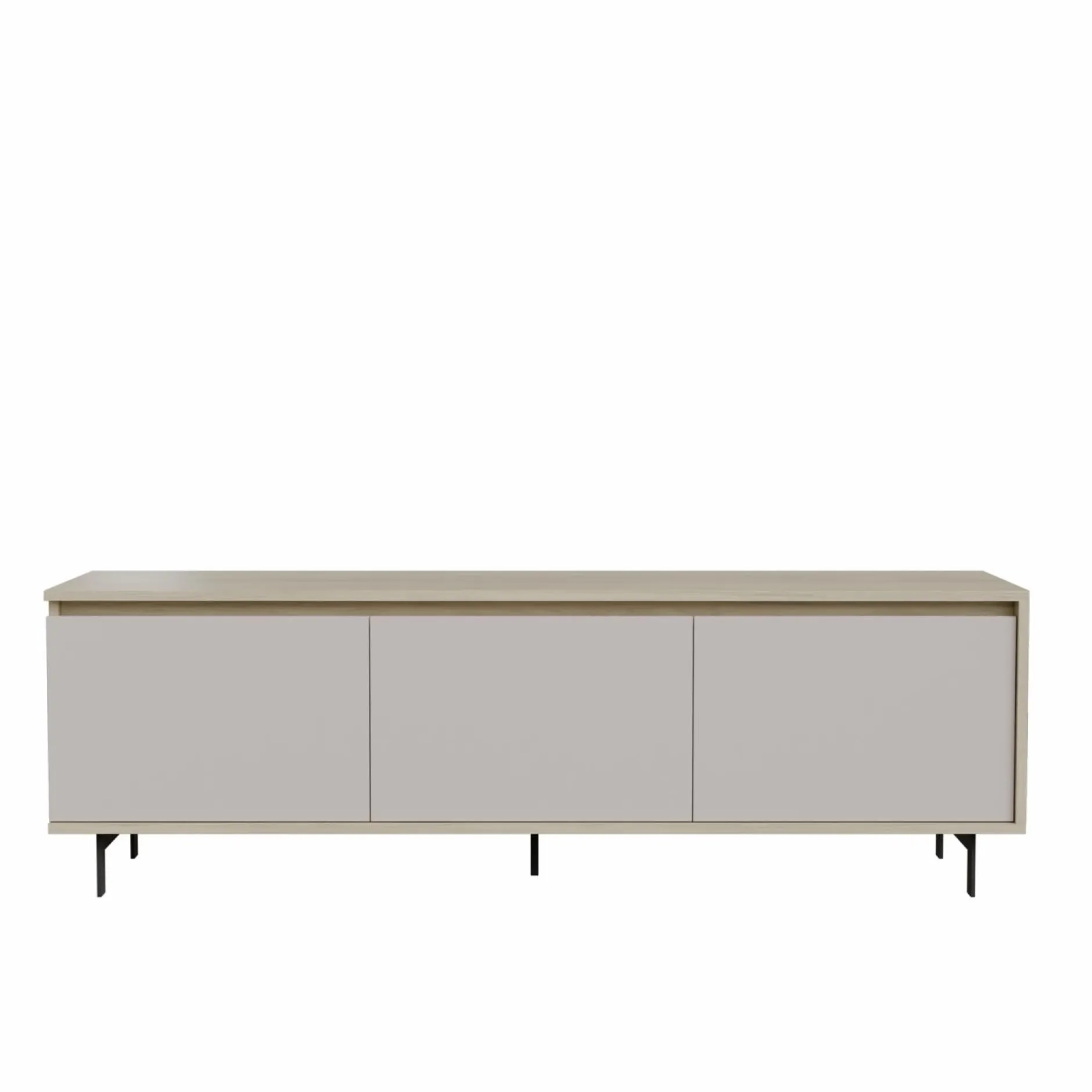 Meubles Tv>Camif Meuble TV 3 portes décor bois Gustavo - Chêne blanchi/Lin