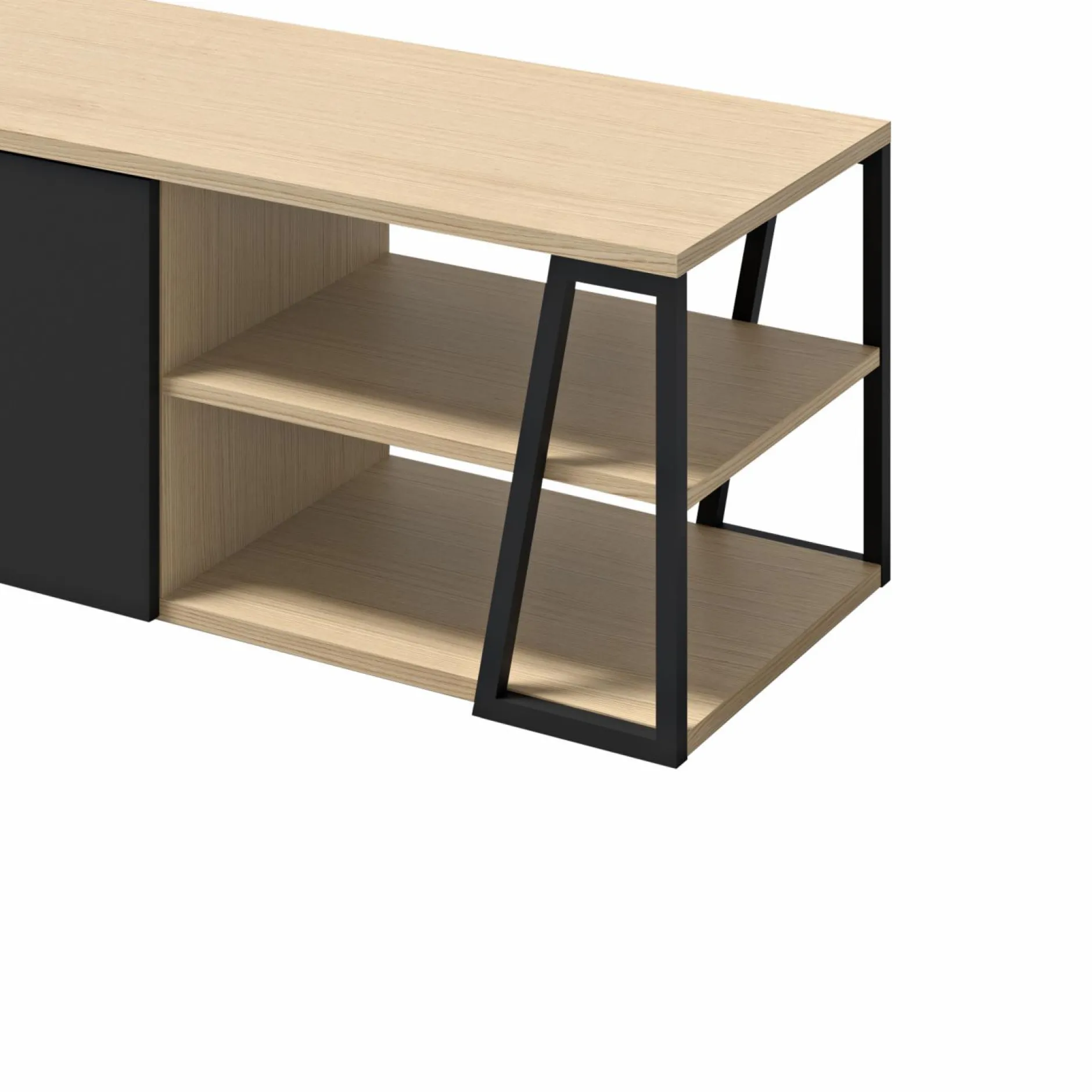 Meubles Tv>Camif Meuble TV Albi 190 - Chêne/Noir