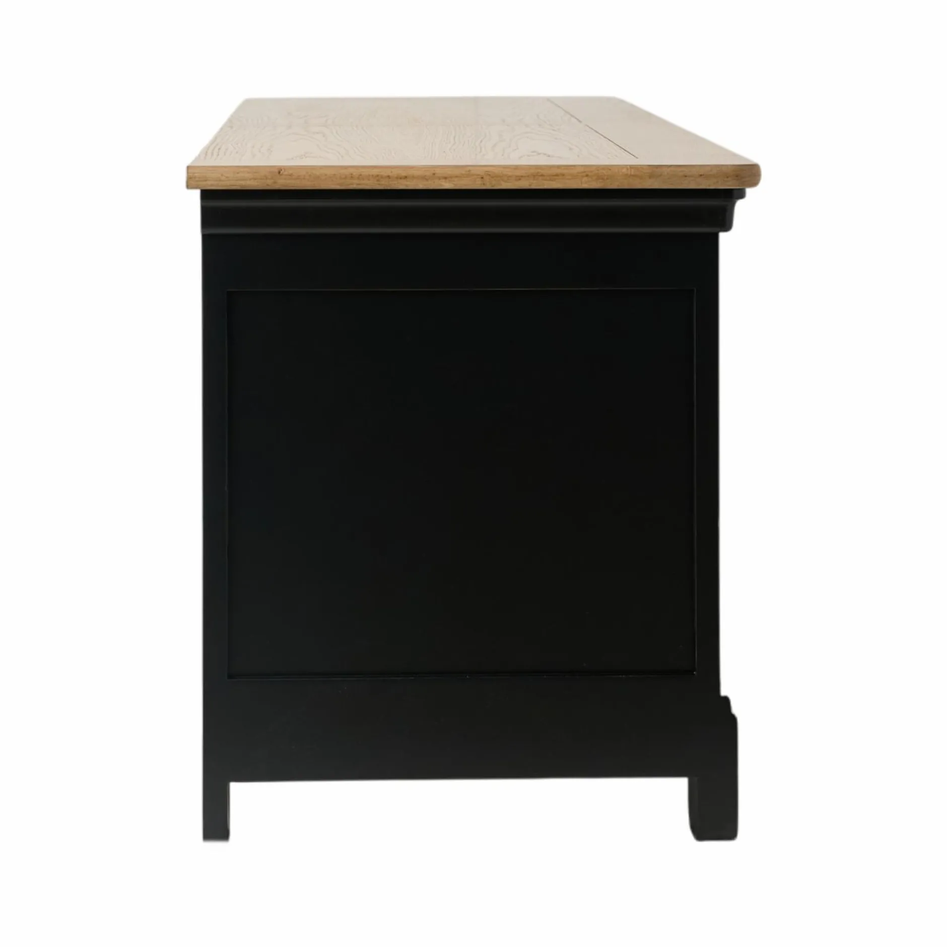 Meubles Tv>Camif Meuble TV bois massif 2 portes 3 tiroirs Embellie - Noir