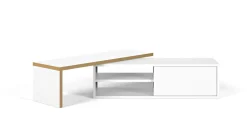 Meubles Tv>Camif Meuble TV Torre - - Placage bois véritable Blanc/Chêne